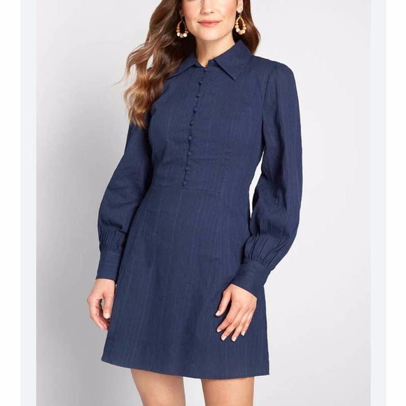 ModCloth Dresses & Skirts - ModCloth Navy Blue Long Sleeve Dress Size 4